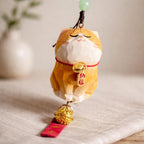 Japanese Hand Carved Lucky Cat Car Hanging Ornament, Wooden Rearview Mirror Charm, Feng Shui Car Charm, Cute Maneki Neko Car Decoration