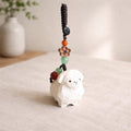 Japanese Hand Carved Sheep Keychain, Wooden Sheep Bag Charm, Cute Animal Keychain, Handmade Wood Key Ring, Cute Sheep Phone Charms Gift