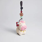 Hand Carved Japanese Style Miniature Wooden Pony Keychain, Basswood Horse Charm, Cute Lucky Horse Bag Charm, Car Hanging Ornament Gift