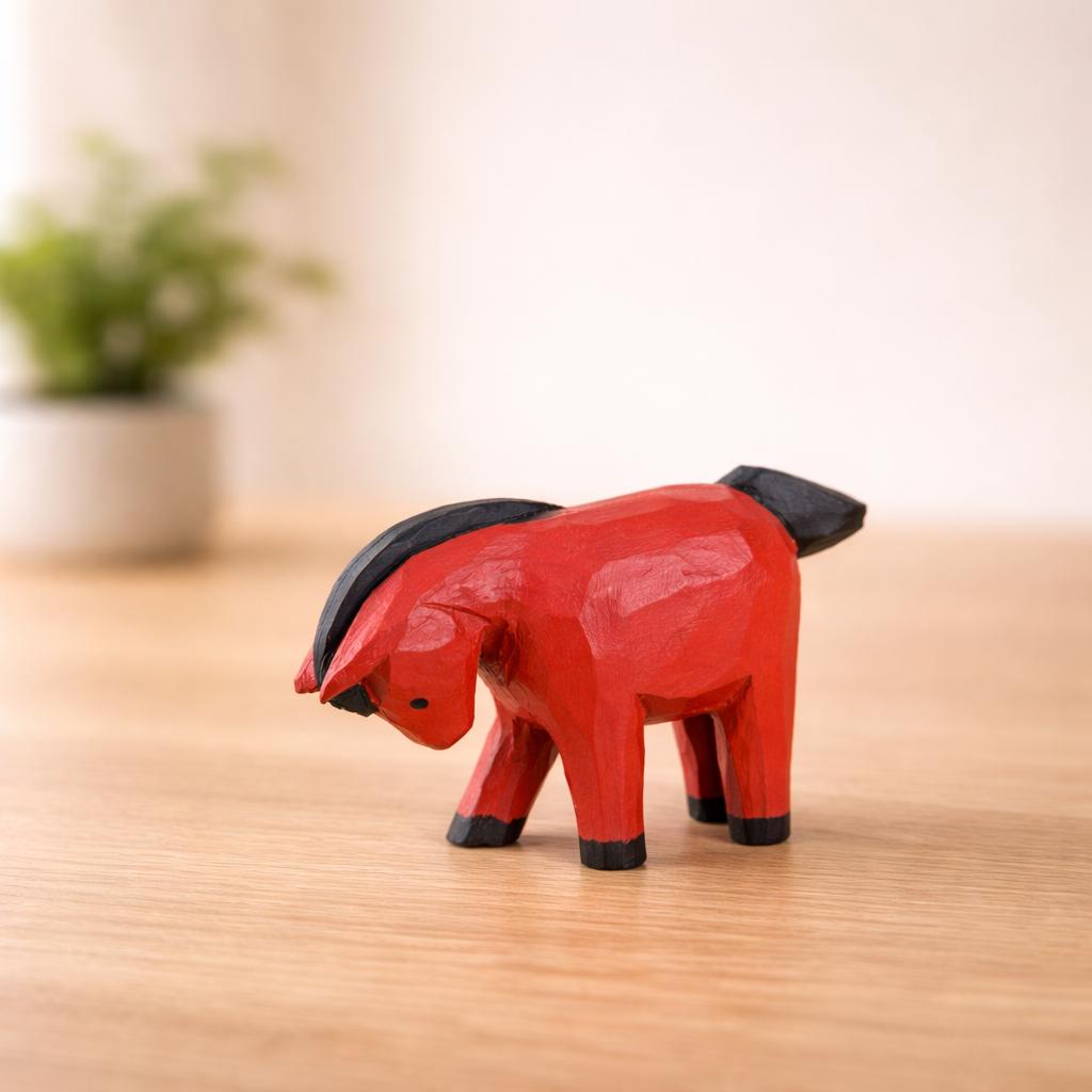Japanese Style Miniature Wooden Horse Figurine, Hand Carved Basswood White Pony Sculpture, Zodiac Animal Desk Decor, Home Ornament, Gift