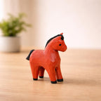 Japanese Style Miniature Wooden Horse Figurine, Hand Carved Basswood White Pony Sculpture, Zodiac Animal Desk Decor, Home Ornament, Gift