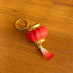 Handmade Red Wooden Lantern Keychain, Hand Carved Basswood Tassel Charm, Chinese New Year Lucky Bag Pendant Gift