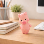 Hand Carved Japanese Style Wooden Pig Figurine, Cute Pink Basswood Animal Sculpture, Home & Office Desk Decor, Gift for Friends
