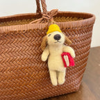 Handmade Needle Felt Dog Keychain, Cute Felt Student Puppy Bag Charm, Wool Dog Car Charm, Gift for Dog Lovers