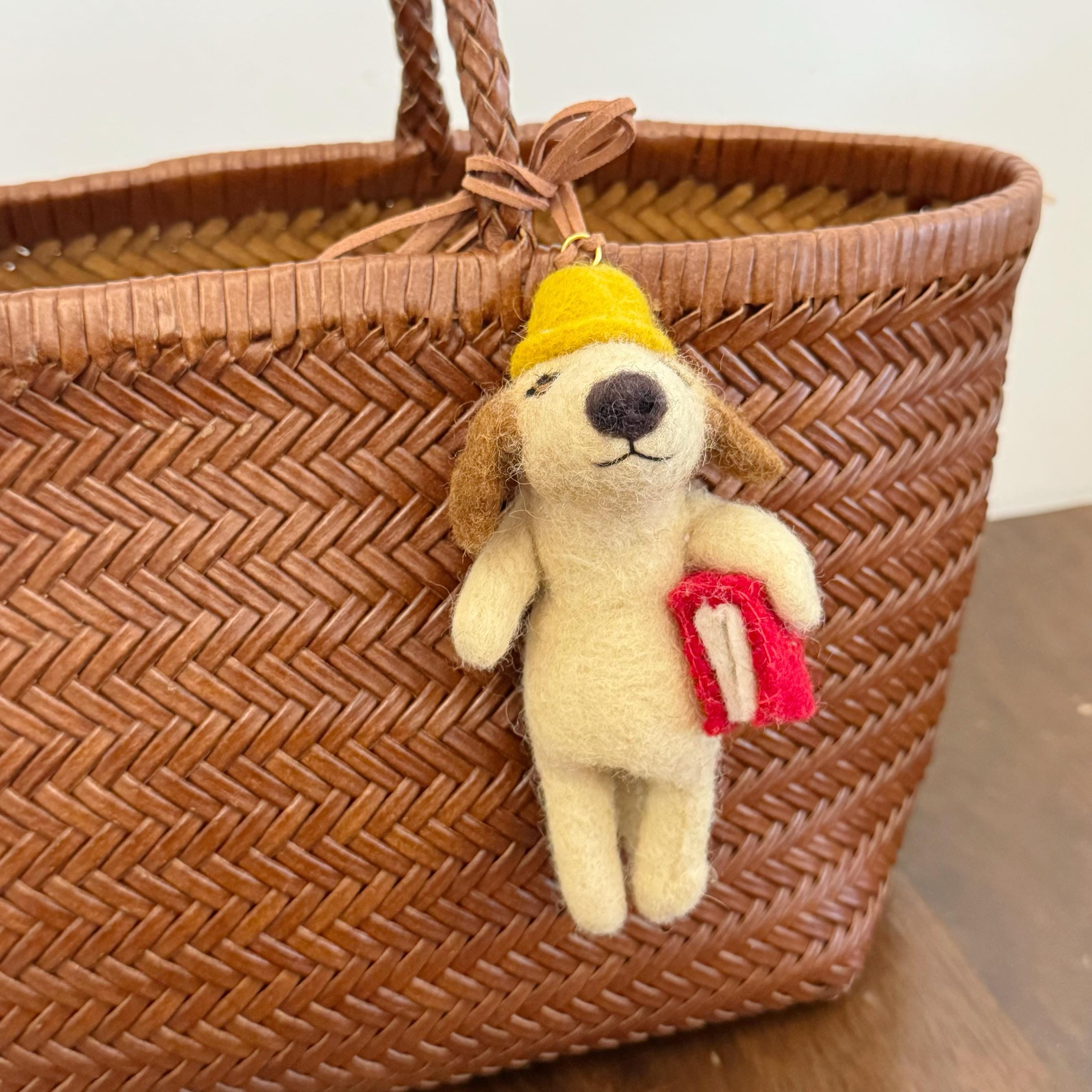 Handmade Needle Felt Dog Keychain, Cute Felt Student Puppy Bag Charm, Wool Dog Car Charm, Gift for Dog Lovers