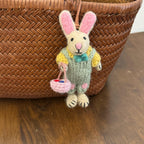Handmade Needle Felt Bunny Keychain, Cute Shopping Rabbit Bag Charm, Wool Bunny Car Charm, Gift for Her
