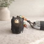 Hand Carved Wooden Bear Keychain, Cute Bear Bag Charm, Handmade Linden Wood Animal Keyring, Phone Charms, Car Key Pendant, Woodland Gift