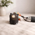 Hand Carved Wooden Bear Keychain, Cute Bear Bag Charm, Handmade Linden Wood Animal Keyring, Phone Charms, Car Key Pendant, Woodland Gift