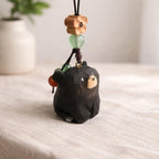 Hand Carved Wooden Bear Keychain, Cute Bear Bag Charm, Handmade Linden Wood Animal Keyring, Phone Charms, Car Key Pendant, Woodland Gift
