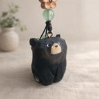 Hand Carved Wooden Bear Keychain, Cute Bear Bag Charm, Handmade Linden Wood Animal Keyring, Phone Charms, Car Key Pendant, Woodland Gift