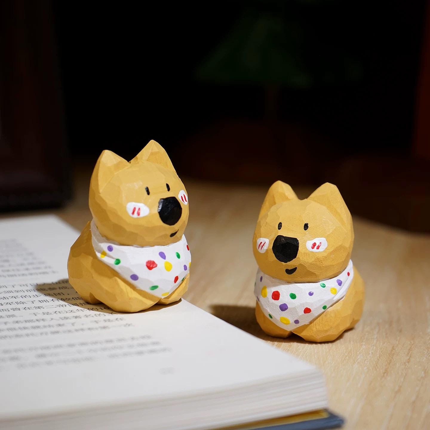 Hand Carved Wooden Dog Figurine, Linden Wood Puppy Desk Decor, Cute Back View Animal Sculpture, Small Handmade Woodland Ornament