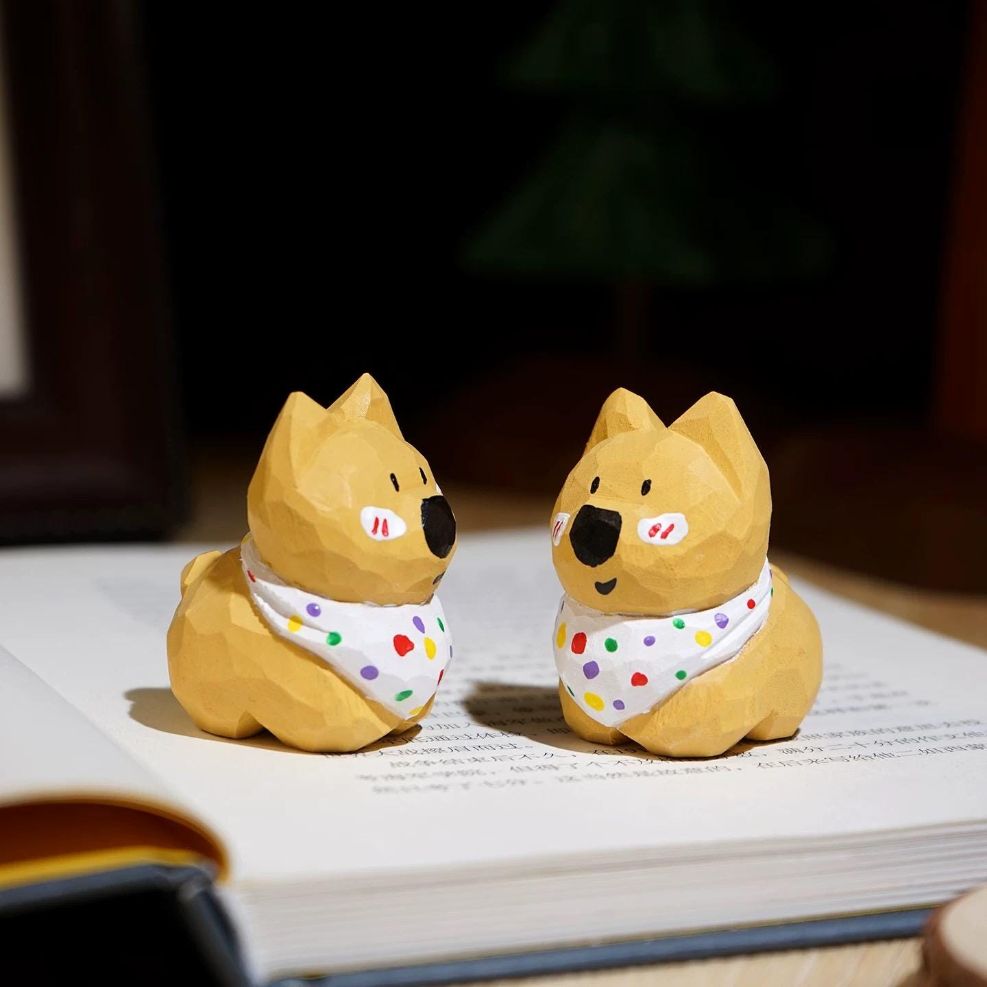 Hand Carved Wooden Dog Figurine, Linden Wood Puppy Desk Decor, Cute Back View Animal Sculpture, Small Handmade Woodland Ornament