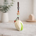Japanese Style Hand Carved Wooden Pistachio Keychain, Cute Nut Bag Charm, Handmade Wood Key Ring, Wood Carving Charm, Small Wooden Gift