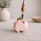 Japanese Style Hand Carved Pig Keychain, Cute Wooden Pig Bag Charm, Handmade Pig Pendant, Phone Chain Charm, Backpack Charm, Pig Lover Gift