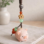 Japanese Style Hand Carved Pig Keychain, Cute Wooden Pig Bag Charm, Handmade Pig Pendant, Phone Chain Charm, Backpack Charm, Pig Lover Gift