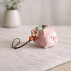 Japanese Style Hand Carved Pig Keychain, Cute Wooden Pig Bag Charm, Handmade Pig Pendant, Phone Chain Charm, Backpack Charm, Pig Lover Gift
