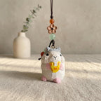 Hand Carved Wooden Mouse Keychain, Cute Animal Bag Charm, Handmade Key Holder Pendant, Wood Sculpture Gift, Backpack Car Key Accessory