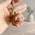 Hand Carved Wooden Dog Keychain, Cute Puppy Keyring, Handmade Wood Bag Charm, Phone Charms, Car Key Pendant, Gift for Friends