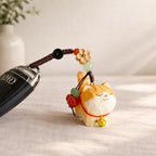 Hand Carved Wooden Cat Keychain, Cute Cat Bag Charm, Handmade Wood Pendant Phone Charm, Car Hanging Ornament, Lucky Gift for Cat Lovers