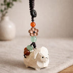 Japanese Hand Carved Sheep Keychain, Wooden Sheep Bag Charm, Cute Animal Keychain, Handmade Wood Key Ring, Cute Sheep Phone Charms Gift