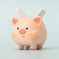 Japanese Style Hand Carved Flying Pig Wooden Figurine, Cute Pig Desk Decor, Handmade Wood Sculpture, Whimsical Home Decor, Gift for Friends