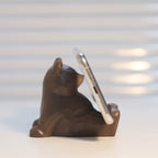 Hand Carved Wooden Bear Phone Stand, Handmade Wood Phone Holder, Bear Desk Stand, Solid Wood Phone Support, Cute Desk Accessory