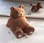 Hand Carved Wooden Bear Phone Stand, Handmade Wood Phone Holder, Bear Desk Stand, Solid Wood Phone Support, Cute Desk Accessory