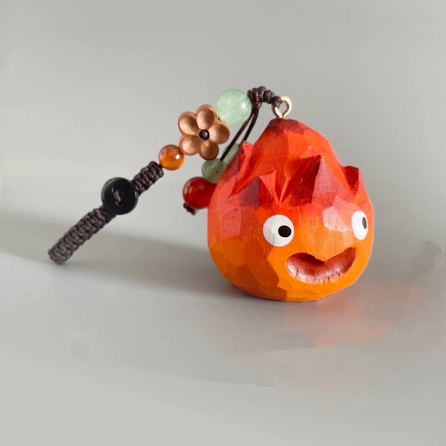 Hand Carved Wooden Flame Keychain, Cute Fire Charm, Handmade Wooden Bag Charm, Backpack Pendant, Car Charm, Funny Gift for Friends
