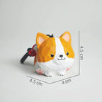 Hand Carved Wooden Corgi Keychain, Cute Dog Bag Charm, Handmade Wood Figurine Key Ring, Minimal Animal Gift for Friends