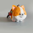 Hand Carved Wooden Corgi Keychain, Cute Dog Bag Charm, Handmade Wood Figurine Key Ring, Minimal Animal Gift for Friends