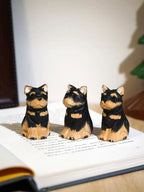 Japanese Style Handmade Wooden Rottweiler Puppy Figurine, Cute Dog Desk Decor, Mini Wood Carved Animal Ornament, Small Pet Sculpture Gift