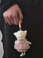 Handmade Felt Sheep Keychain, Cute Wool Lamb Bag Charm with Pink Sweater, Mini Animal Pendant Gift for Her