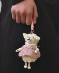 Handmade Felt Sheep Keychain, Cute Wool Lamb Bag Charm with Pink Sweater, Mini Animal Pendant Gift for Her
