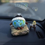 Plush Car Dashboard Decor, Cute Earth or Coffee Bean Ornament, Soft Car Interior Accessory, Funny Gift for Driver