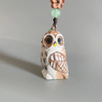 Handcrafted Wooden Owl Keychain, Cute Owl Bag Charm, Carved Wood Animal Key Ring, Funny Handmade Gift