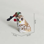 Handcrafted Wooden Owl Keychain, Cute Owl Bag Charm, Carved Wood Animal Key Ring, Funny Handmade Gift