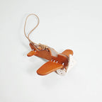 Handmade Leather Airplane Bag Charm, Leather Plane Keychain, Car Rearview Mirror Charm, Vintage Travel Bag Accessory, Cute Gift for Friends