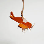 Handmade Leather Airplane Bag Charm, Leather Plane Keychain, Car Rearview Mirror Charm, Vintage Travel Bag Accessory, Cute Gift for Friends
