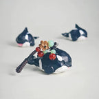 Hand Carved Wooden Orca Keychain, Handmade Japanese Style Keyring, Miniature Wood Whale Pendant, Cute Bag Charm, Car Key Accessory, Gift