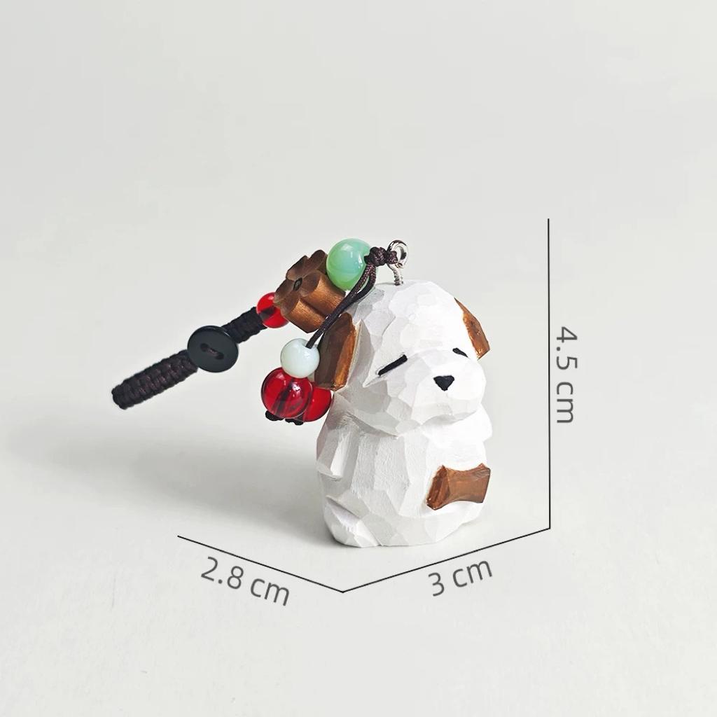Sleepy White Puppy Wooden Charm, Hand-Carved Dog Keychain, Minimal Animal Bag Charm, Small Gift for Dog Lovers, Cute Desk or Car Decor