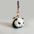 Japanese Style Angry Panda Wood Carving Keychain, Handmade Animal Charm, Cute Panda Bag Charm, Wooden Car Accessory, Gift for Her