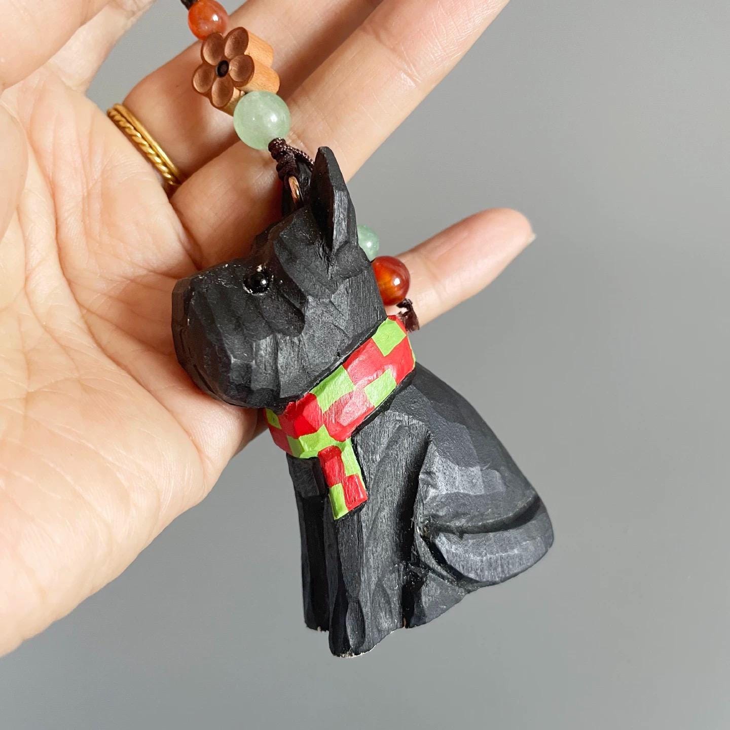 Japanese Style French Bulldog Wood Carving Keychain, Handmade Dog Charm, Cute Bulldog Bag Charm, Wooden Key Holder, Car Hanging Decor Gift