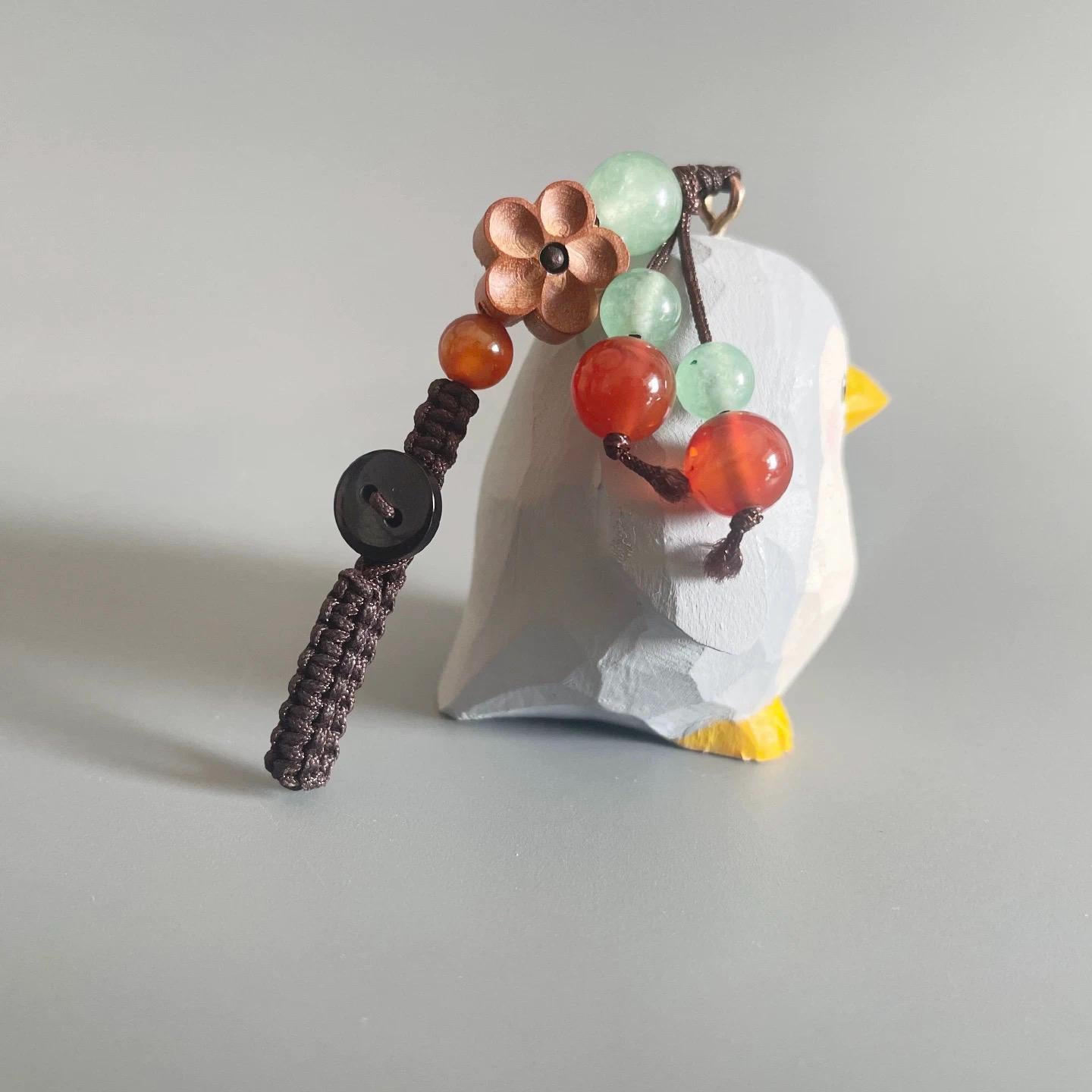 Japanese Style Penguin Wood Carving Keychain, Handmade Cute Animal Charm, Wooden Penguin Bag Charm, Car Hanging Decor, Gift for Her