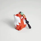 Hand Carved Wooden Fox Keychain, Minimalist Animal Bag Charm with Beaded Cord, Handmade Wood Fox Pendant for Backpack, Gift for Friends