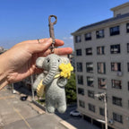 Handmade Wool Felt Cute Elephant Keychain, Dressed Elephant Bag Charm, Cute Handmade Animal Pendant, Unique Gift