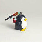 Black Penguin Wood Carving Keychain – Hand-Carved Cute Animal Bag Charm, Wooden Pendant for Keys, Backpack or Car, Gift for Friends/Her/Him
