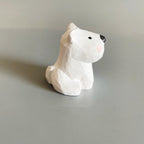 Hand Carved Wooden Westie Figurine – Minimalist White Puppy Sculpture, Handmade Desk Decor, Cute Animal Ornament, Gift for Dog Lovers, Art