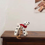 Handmade Wool Felt Dalmatian Dog Keychain, Spotted Puppy with Red Scarf, Animal Bag Charm