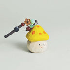 Hand Carved Wooden Mushroom Keychain, Cute Kawaii Mushroom Charm, Woodland Pendant, Healing Gift, Bag Charm Accessory