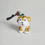 Japanese Style Hand Carved Wooden Tiger Keychain, Zodiac Tiger Charm, Cute Animal Pendant, Bag Charm, Key Ring, Handmade Wood Gift